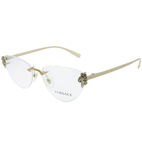 silver reading glasses versace|rimless versace eyeglasses.